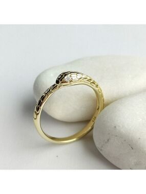 Sterling Silver Snake Ring 14k Gold Plated Size 8 🆕